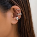 Dreiteiliges silbernes Ear Cuff Set mit Lavatextur und poliertem, minimalistischem Design - Silber