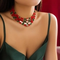 Four-layer Christmas beaded choker with HO HO HO letter beads and festive charms - Specification / Gold (4534)