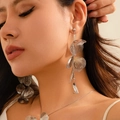 Ensemble boucles d'oreilles et choker feuille de ginkgo argentée avec fini texturé - 02 Boucles d'Oreilles Argentées R3182