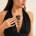 Collier ras du cou chic à pampilles en feuilles de ginkgo noires pour femmes design - 01 Collier Noir R6102