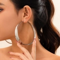 Chic oversized silver metal hoop earrings with a polished mirror finish for women - Silver (3122)