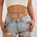 Σετ από τέσσερις μίνιμαλ αλυσίδες μέσης με χάντρες σε ασήμι, καφέ, λευκό και ροζ χρώμα - Συνδυασμός Ασημί Καφέ Ροζ Λευκό (X4895)