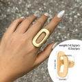 Adjustable golden matte hollow oval statement ring for women with minimalist design - Oval Hollow Style (0712) / Matte Gold