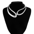 Polished silver-tone streamlined choker necklace featuring an asymmetrical open structure - 01 Silver Choker 6280