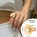 Golden irregular petal ring with white pearl and brushed metal finish details - Pearl Lotus Leaf Style (0715) / Matte Gold