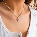 Star pendant necklace with American flag pattern on a simple white wax cord strap - Star Style (6356)