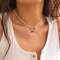 White cord necklace with American flag cowboy boot pendant in vibrant enamel finish - Boot Style (6356)