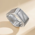 Bracciale largo geometrico argento lucido con superficie minimalista effetto specchio - Argento(02388)