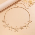 Goldene Seestern-Körperkette mit strukturierten Anhängern für Strand- und Urlaubsstil - 69 KC-Gold Seestern (5554)