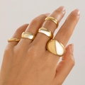 5-piece gold geometric ring set featuring irregular lava textures and polished bands - Light Gold (5103)