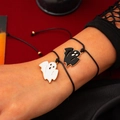 Braccialetti di Halloween per coppie con ciondoli a fantasma bianchi e neri regolabili - Stile Fantasma (5283)
