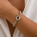 Silver chunky chain bracelet with a large spring ring clasp on a woman's wrist - Silver (2464)
