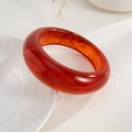 Retro amber red translucent wide resin bangle with natural marble texture and polished finish - Red (2886)