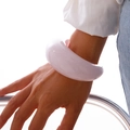 Chunky pink translucent acrylic bangle with rounded texture for a modern fashion look - Light Pink (2474)