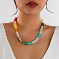 Bunte Regenbogen Acryl Perlenkette für Damen mit lebendigen Farbverlauf Perlen im Set - Mehrfarbiger Stil 2 (6725)