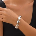 Punk-stijl geometrische zilveren kralenarmband met hoogglans gepolijste afwerking - 2523 / Zilveren Armband