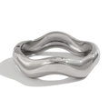 Polished silver wave bangle with irregular spring design and metallic mirror finish - Silver Streamline Style (2553-1.6cm)