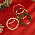 Set of 4 Christmas polymer clay bead bracelets with Merry, Bright, Jolly, and Joy lettering - Merry Christmas Style (5614)