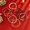 Detail view of Christmas clay bead bracelets with Joy and Merry festive lettering - Christmas Carnival Style (5616)
