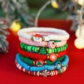 Ensemble de bracelets de Noël en argile avec breloques Père Noël et bonhomme de neige - Ensemble de Breloques de Noël Multicolores (5558)