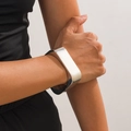 Minimalist wide flat silver cuff bracelet with mirror-polished finish for women - Mirror Finish Style (2635k1) / Silver
