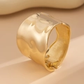 Wide gold bracelet with hammered liquid metal texture and spring hinge closure - Wide Hammered Texture Spring Style (2596)