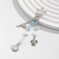 Porte-clés marin avec pendentifs dauphin, tortue, coquillage et perles pastels - Style Étoile Thème Océan (0261)