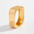 Detailed close-up of a gold square spring hinge bracelet with a mirror-finish surface - 01 Square Bangle (2635) / Gold Color Bracelet
