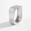 Detail of silver geometric square bangle showing polished finish and hinge closure - 01 Square Bangle (2635) / Silver Bangle