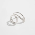Detail of silver irregular wavy ring showing polished metallic layers and fluid design - Silver Irregular Wave Double Layer Ring (0824)