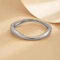 Macro detail of silver irregular wavy metal bracelet with high-polish mirror finish - Silver Bracelet (2430k1)