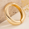 Minimalist irregular wide gold cuff bracelet with high-polished mirror finish - Gold Bracelet (2435k1)