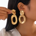 Statement golden geometric folded water drop earrings with a matte hammered texture finish - Segmented Irregular Oval Drop Earrings / Matte Gold 3499