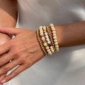Detail of bohemian MAMA letter beaded bracelets with heart charms and gold beads - Mixed Color Set (6040)