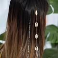 Détail d'une corde à cheveux tressée boho avec coquillages et perles pour les vacances - Couleurs Mixtes (6260)