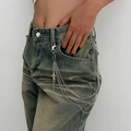 Catena per pantaloni hip-hop argento multistrato con stelle e chiusura a moschettone - Tono Argento 1788