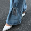 Mehrlagige silberne Kette mit Herzanhänger als Jeans-Deko im trendigen Punk-Stil - Silber Mit Dekorativen Ringen (0914)
