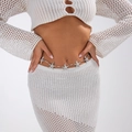 Silver starfish belly chain with five sea-inspired pendants for beach jewelry - Silver Sea Star Style (1785)