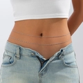 Elegant double-layered silver snake chain waist body jewelry for minimalist style - Silver (6399)
