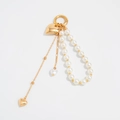 Golden heart pendant and pearl bead tassel keychain for bags on white background - Pearl Heart Pendant Style (0291) / Gold