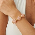 Close-up of pink marble resin beads and golden square spacers on this stylish choker necklace - Pink Gold Bracelet (2973)