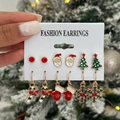 Detailset mit sechs Weihnachts-Ohrringen inklusive Weihnachtsmann und Schneeflocken - Zuckerstange Schneeflocke Stil (6743) / Gold