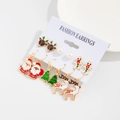 Detailansicht von sechs Paar Weihnachts-Ohrringen mit Weihnachtsmann und Rentier - Set 01 Gold (6741)