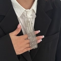 Silver star tassel chain brooch pin for jackets with delicate metallic beads and fringe - Simple Tassel Style (0344) / Silver (0344)