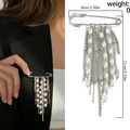 Silver vintage star tassel brooch with white faux pearls and long metal chains on black suit - Silver Artificial Pearl Tassel (0363)