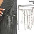 Silver metal chain brooch with star tassels and safety pin for punk style suits - Silver Multi-Layer Chain Star (0321)