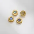 Matte gold sunflower beads with colorful opal stone and CZ lace for jewelry DIY - 8.8mm / White Sunflower Style (Z298-2)