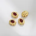Matte gold lace beads with dark red oval stones and crystal accents for jewelry making - Dark Red Oval Style (Z298-9)