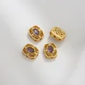 Gold-plated filigree spacer beads with purple zircon inlay for DIY jewelry making - Purple Filigree Style (Z298-28)