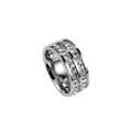 Anello moderno in acciaio inossidabile con doppia fila di zirconi quadrati in colore argento - US 5 / Argento con Doppia Fila di Zirconia